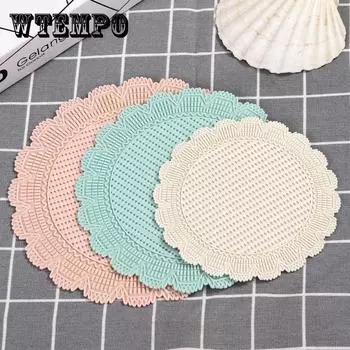 6 кусков кружева Полая изоляция Коврик Placemat Пластина Мат Бытовой анти-ошпаривание Pad Coaster Small разноцветный