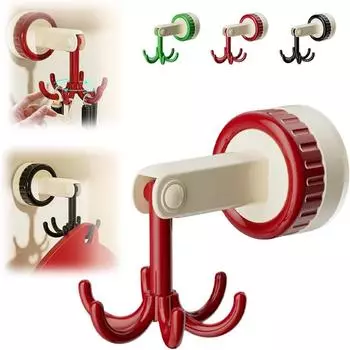 6-лапчатый присосочный крючок вращающийся на 360 градусов складной держатель для кухонных принадлежностей чёрный