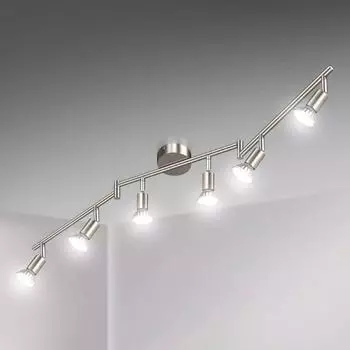 6 Led Way Ceiling Spot Lights Gu10 Adjustable Spotlight Kitchen Nickel Matt