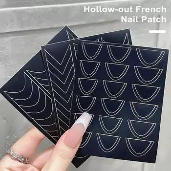 6 листов маникюра полые французские наклейки наклейки с улыбкой волна линия наклейки для ногтей инструмент ювелирные изделия лак для ногтей спрей наклейки вспомогательные наклейки Sets