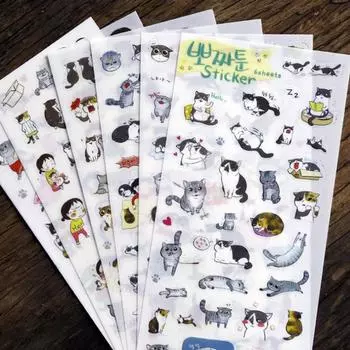 6 листов милый мультяшный кот девушка альбом дневник календарь ремесло стикер для скрапбукинга