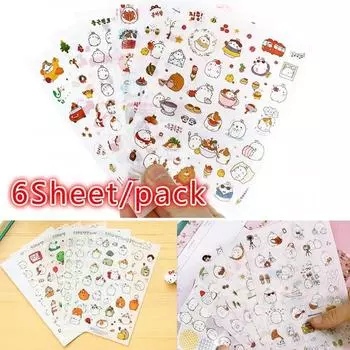 6 листов мультяшных наклеек DIY альбом скрапбукинг деко наклейка ремесло