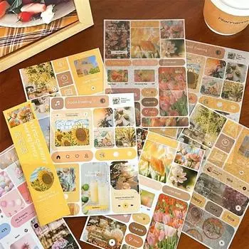6 листов/набор наклеек с красивым пейзажем для самостоятельного декора, скрапбукинга, журнала, серии «Океан, небо, цветы», канцелярских принадлежностей для студентов