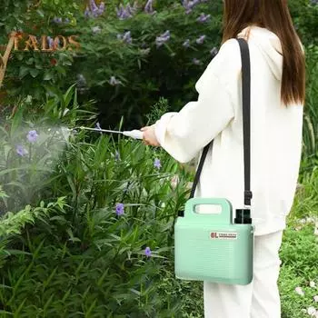 6-литровый распылитель с аккумуляторным питанием и телескопической штангой, 3 насадки, портативный USB-перезаряжаемый электрический распылитель для полива газона и сада зелёный