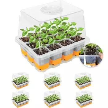 6 лотков для семян, 72 ячейки, лотки для семян для рассады, многоразовый пропагатор семян с крышками, комплект лотков для проращивания 6 Pack зелёный