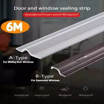 6 м звукоизоляционная пенопластовая уплотнительная лента для раздвижных окон, носимая лента для окон, уплотнительная лента для дверных зазоров, акустическая уплотнительная лента Type-A чёрный