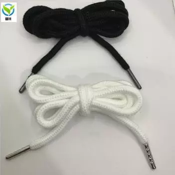 6-миллиметровый черно-белый хлопковый шнурок с металлическими наконечниками для толстовок, шапок, спортивных брюк и сумок