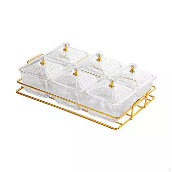 6 мисок для закусок и десертов, фруктовая тарелка с подставкой, сервировка чистый