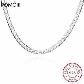 6 мм 16 дюймов-24 дюйма звенья цепи ожерелья серебряные ювелирные изделия мужское ожерелье, ожерелье из стерлингового серебра 925 пробы мужские ювелирные аксессуары 40cm