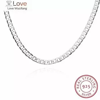 6 мм, 16 дюймов-24 дюйма, звеньевая цепочка, ожерелья, серебряные украшения, мужское ожерелье, ожерелье из стерлингового серебра 925 пробы, мужские ювелирные аксессуары 40cm