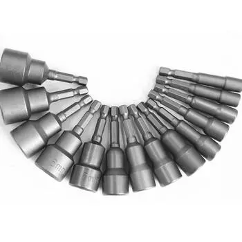 6 мм-19 мм Магнитная ударная головка для гаек, отвертка, набор шестигранных ключей 1/4, адаптер для сверл, набор головок для ударных дрелей