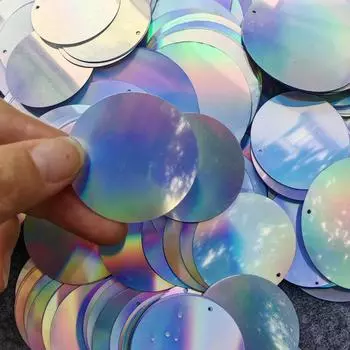 6 мм-50 мм 100 шт. серебряные блестки, плоские большие круглые блестки для рукоделия, швейные аксессуары с 1 боковым отверстием 6mm