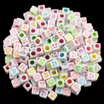 6 мм 50 шт. популярные для поделок своими руками подвеска ожерелье браслет изготовление ювелирных изделий конфетный цвет улыбающееся лицо квадратные акриловые свободные бусины с отверстием 6mm 50Pcs