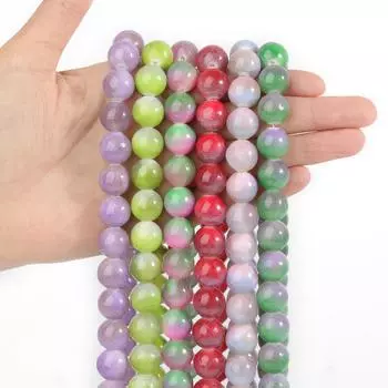 6 мм, 8 мм, 10 мм, 12 мм, круглые цветные золотистые шелковые нефритовые бусины-разделители из камня для изготовления ювелирных изделий, браслет ручной работы, сделай сам, ремесло 6mm