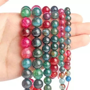 6 мм, 8 мм, 10 мм, имитация турмалина, узор дракона, агатовый камень, круглые свободные бусины-разделители для изготовления браслетов, ювелирных изделий 6mm