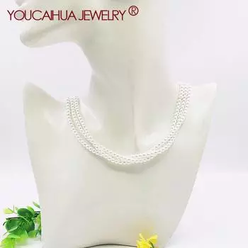 6 мм белое жемчужное ожерелье в форме ракушки, шейный комплект из 3 рядов, цепочка для свитера с круглыми бусинами, женские подарки, банкетная вечеринка, изготовление ювелирных изделий 45cm белый