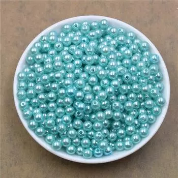 6 мм Круглые АБС Имитация Жемчуга с Прямым Отверстием Аксессуары для Одежды Двойное Отверстие Экологически Чистые Пластиковые Бусины Искусственный Жемчуг 6Mm imitation pearl небесно-голубой