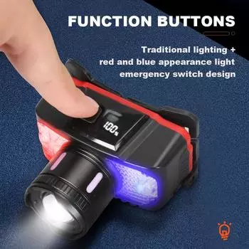 6 Modes Headlamp LED High Bright Rechargeable Headlights Outdoor Waterproof Fishing Camping Cycling Induction Head Light