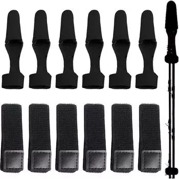6 Набор держателей для удилищ Эластичные рыболовные карманы для удилищ для защиты удилища(черный)