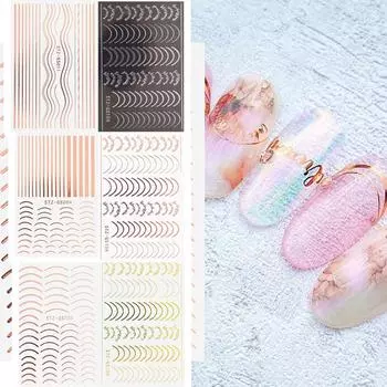 6 наклеек для ногтей, розовое золото, наклейки для ногтей, наклейки для ногтей с тотемом полумесяца