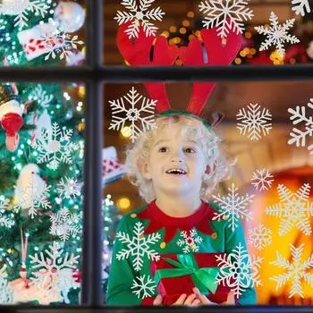 6 наклеек на окна, снежинки, блестящие рождественские наклейки на окна, статичные рождественские наклейки на окна белый