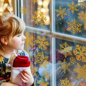 6 наклеек на окна со стеклянными снежинками, блестящие рождественские наклейки на окна, статичные рождественские наклейки на окна белый