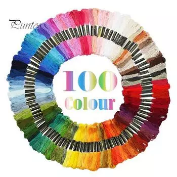 6 нитей 100 радужных цветов для вышивки крестом нитки мулине DIY Craft 100 Color