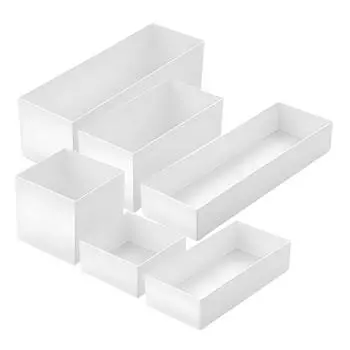 6 отсеков для хранения предметов Удобный чехол Держатель для столовых приборов Лотки для кухонных ящиков Коробки Органайзер для столового серебра 27.40X9.00X8.80CM белый