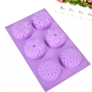 6 отверстий DIY силиконовая художественная форма для мыла ручной работы круглая форма для выпечки свечей и тортов