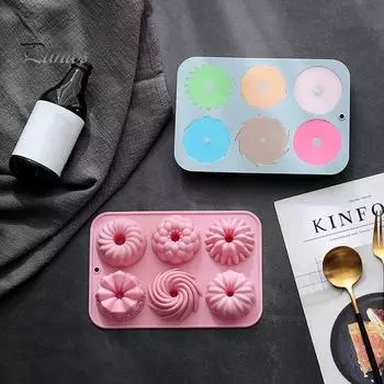 6 отверстий, полезные пищевые экологически чистые формы для выпечки, помадка, торт, шоколадный десерт, сделай сам, силиконовая форма, бытовые принадлежности розовый