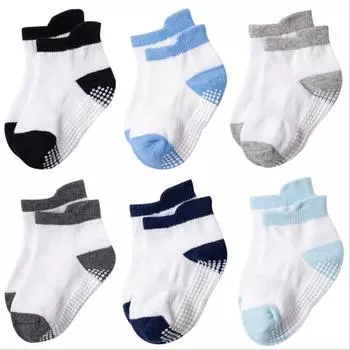 6 Pack Anti Skid Ankle First Walker Cotton Socks Baby Non Slip Toddler Socks Newborn Grips Bebe Girls Boys Infant Kids boy socks 0 to 1 year