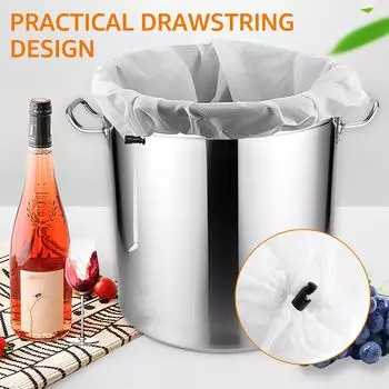 6 Pack Brew Bags Extra Large Reusable Straining Bag 250 Micron Fine Mesh Strainer Bag with Adjustable Drawstring Polyester Wine
