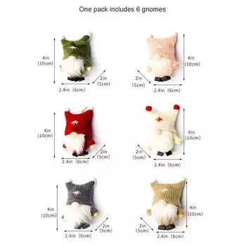 6 Pack of Festive Gnome Ornaments: Scandinavian Christmas Decorations for Your Tree 6 Pack