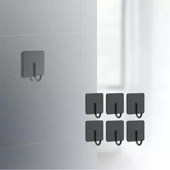 6 Pack Stainless Steel Heavy Duty Adhesive Towel Hooks For Bathrooms, L Hooks One Size
