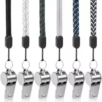 6 Pack Stainless Steel Sports Whistles With Lanyard Coach Whistle Loud Crisp коричневый