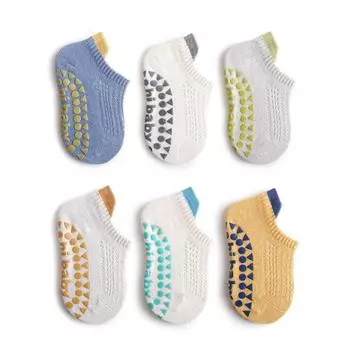 6 Pairs Baby Boys Girls Cotton Non-slip Floor Socks Summer For Toddler Kids Indoor Activities Learn To Walk Ankle Socks M 1-3Y 12-14cm