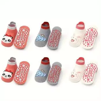 6 Pairs Four Seasons Baby Socks Toddler Anti-slip Children s Cartoon Floor SocksIndoor Comfortable Boys Girls Short Tube Socks M for 1-3Y