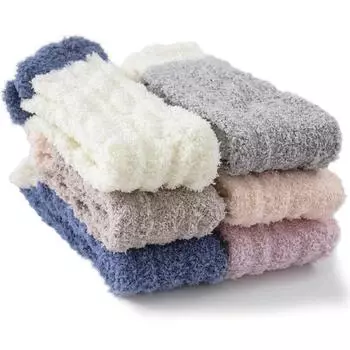 6 Pairs Fuzzy Socks Soft Cozy Fluffy Slipper Winter Warm Plush Socks Christmas Stocking Stuffers Gifts for Women GZW 6 Pairs