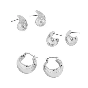 6 Pairs Women Huggie Earrings Geometric C-shaped Smooth Polished Bean Shape Solid Color Lightweight Anti-slip Ear Jewelry Lady Prom Party Ear Hoops золотистый