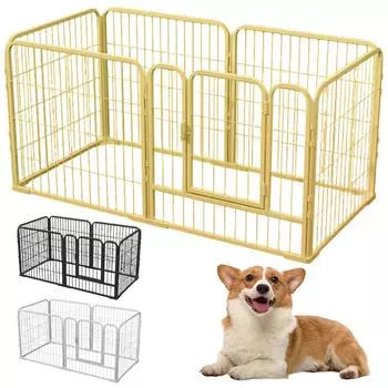6 панелей, прочная клетка для собак, съемный манеж для собак, щенков, будка, прочный забор для упражнений для собак, кошек, кроликов, домашних животных жёлтый