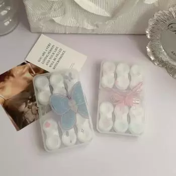 6 пар больших контактных линз, контейнер для хранения, портативный дорожный футляр для контактных линз, косметический футляр для зрачков, пинцет, контейнер синий