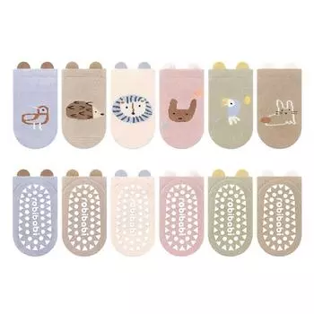 6 пар детских нескользящих носков для пола, милые мультяшные носки для малышей, детей, мальчиков, девочек, для занятий в помещении, для обучения ходьбе, носки до щиколотки S for 0-1Y