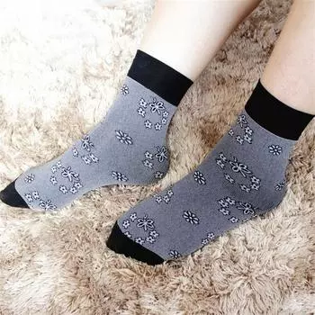 6 пар дышащих удобных носков средней длины для пожилых людей с вышивкой, свободные носки для женщин, мам, бабушек, носки в подарок 6Pairs/set