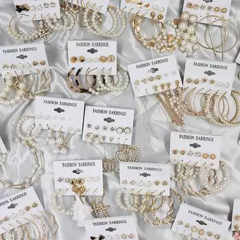 6 пар индивидуальных модных преувеличенных жемчужных серег, серьги с кристаллами, ювелирные аксессуары