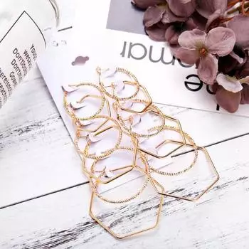 6 пар/компл. преувеличенные серьги в стиле рок, серьги-кольца геометрической формы, легкие городские серьги, ювелирные аксессуары, 6 пар/компл. серебряный