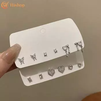 6 пар/компл. серьги-гвоздики для женщин, элегантные серьги-бабочки в форме сердца, аксессуары, ювелирные изделия