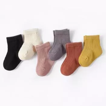 6 пар/комплект детские носки разноцветные сетчатые носки простые дышащие мягкие хлопковые детские короткие носки летние детские повседневные спортивные носки XS(0-6m) разноцветный