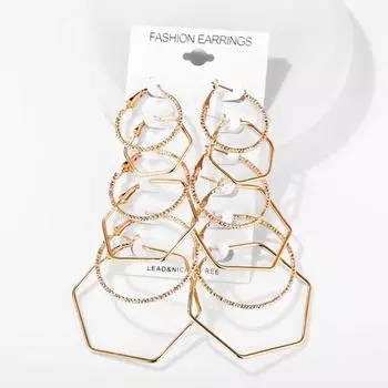 6 пар/комплект преувеличенных серег в стиле рок, серьги-кольца геометрической формы для пирсинга серебряный