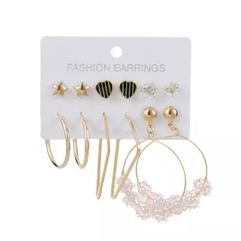 6 пар/комплектов, очаровательные ювелирные изделия, серьги в форме персикового сердца, хрустальные круглые бусины для женщин розовый