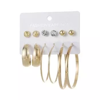 6 пар/комплектов очаровательных ювелирных украшений с кристаллами и круглыми серьгами для женщин золотой